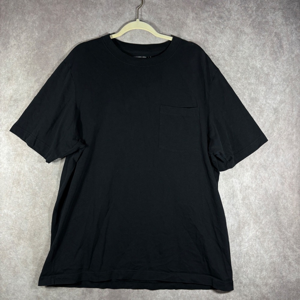 Abercrombie & Fitch T-Shirt Mens L Tall Black Premium Polished Tee Pocket Casual